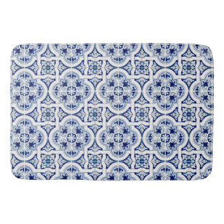 Tapis De Bain Carrelage bleu et blanc classique
