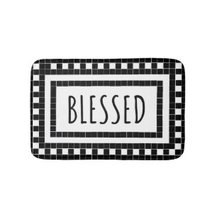 Tapis De Bain Carrelage noir et blanc bienheureux