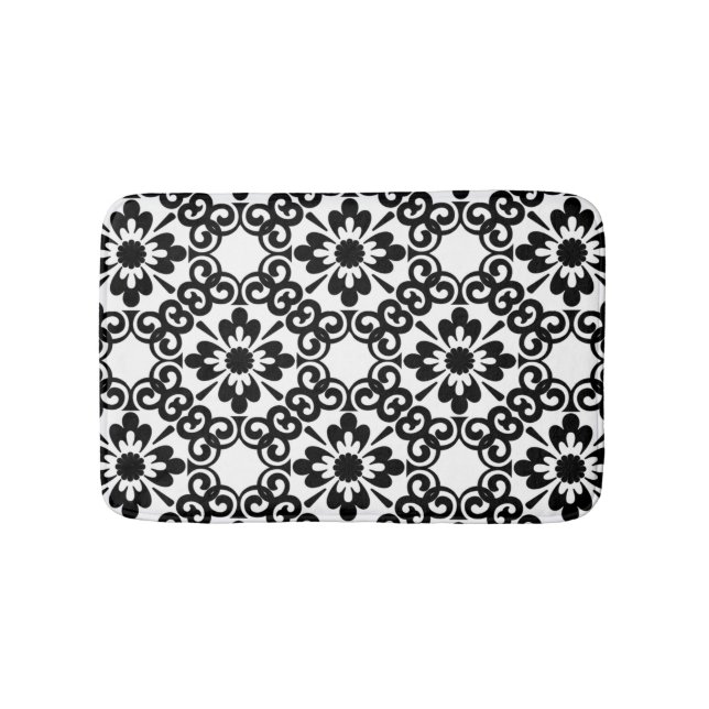 TAPIS DE BAIN CARRELAGE NOIR ET BLANC MODERNE (Devant)