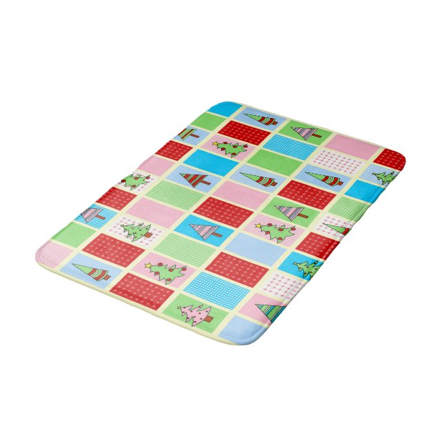 Tapis De Bain Carrés de Noël colorés (Angle)