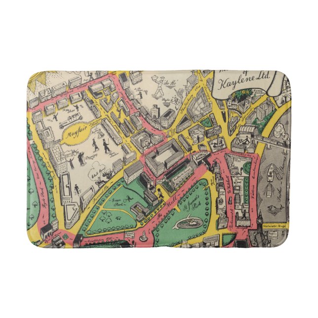 Tapis De Bain Carte de l'itinéraire de couronnement, Londres, (Devant)
