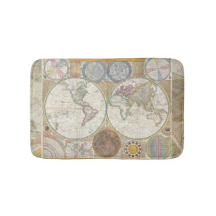 Tapis De Bain Carte de voyage du monde Antique Vintage