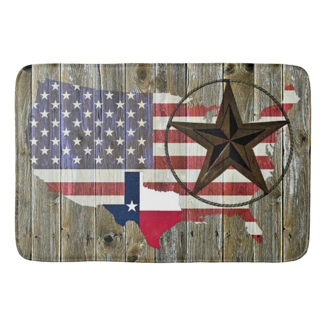 Tapis De Bain Carte du drapeau de l'État de Texas Lone Star (Devant)