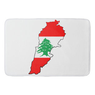Tapis De Bain Carte du Liban avec drapeau