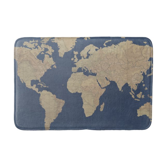 Tapis De Bain Carte Gold et Blue World (Devant)