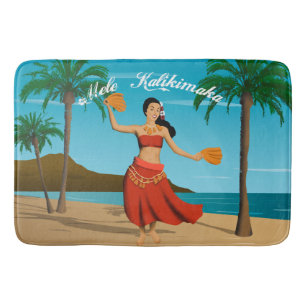 Tapis De Bain Carte postale vintage hawaïenne de Mele Kalikimak