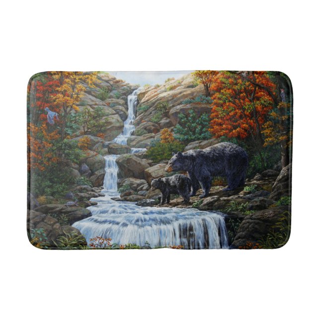 Tapis De Bain Cascade Mère et Cube Ours Noir (Devant)