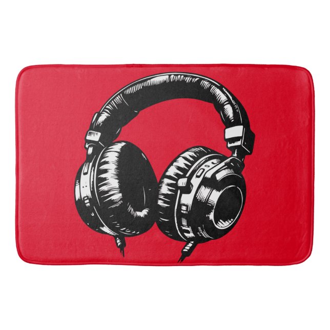 Tapis De Bain Casque de musique noir DJ  (Devant)
