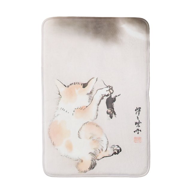 Tapis De Bain CAT ET SOURIS par Kyosai Kawanabe) (Devant (Vertical))