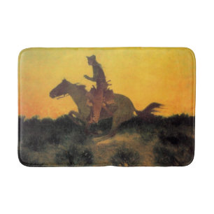 Tapis De Bain Cavalier contre le coucher du soleil dans le Far W