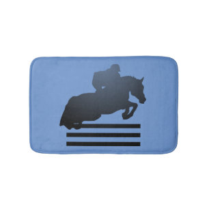 Tapis De Bain Cavalier franchissant un obstacle.