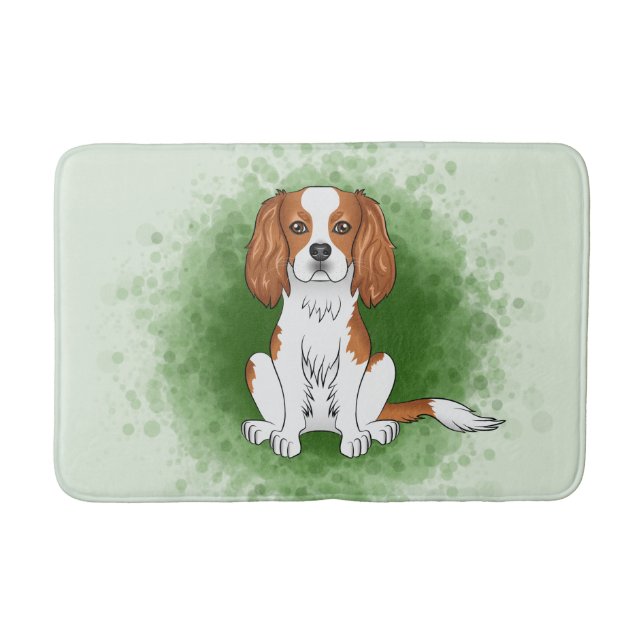 Tapis De Bain Cavalier King Charles Spaniel Blenheim sur fond ve (Devant)