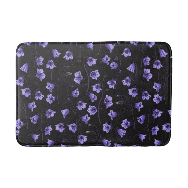 Tapis De Bain Cellules bleues de minuit, cloches, Bellflowers (Devant)