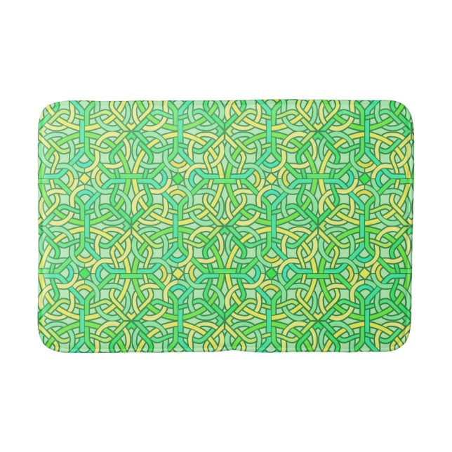Tapis De Bain Celtic noeud irlandais Motif tresse vert jaune (Devant)