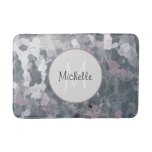 Tapis De Bain Cercles Abstraits gris moderne Monogramme