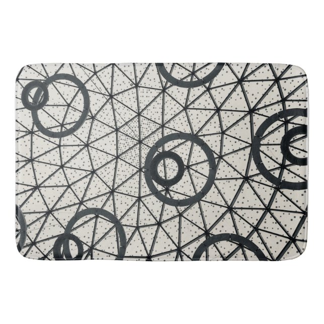 Tapis De Bain Cercles Abstraits noirs et blancs (Devant)