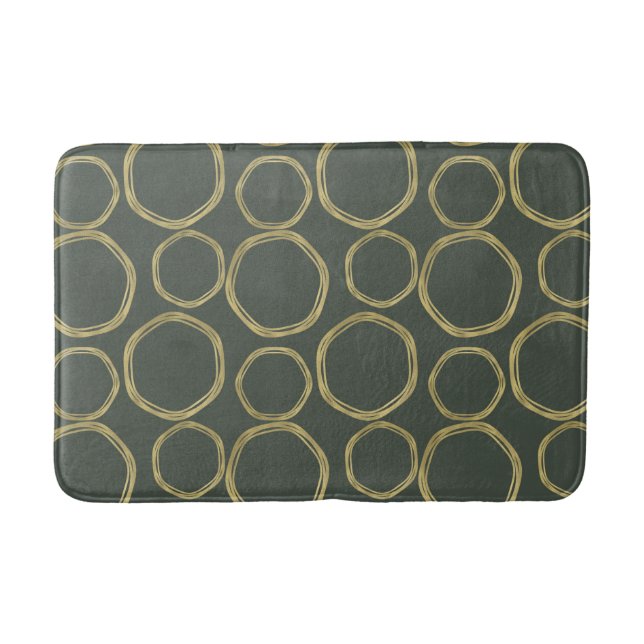 Tapis De Bain Cercles d'or & Olive rustique Vert moderne tendanc (Devant)