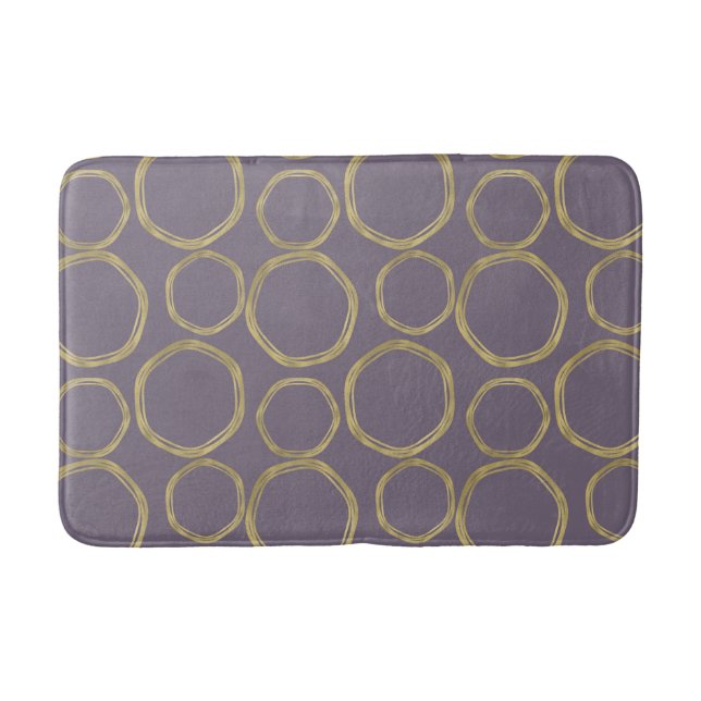 Tapis De Bain Cercles d'or & Taupe rustique violet moderne tenda (Devant)