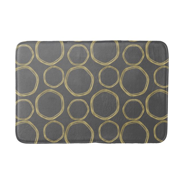 Tapis De Bain Cercles dorés et tendance moderne gris (Devant)