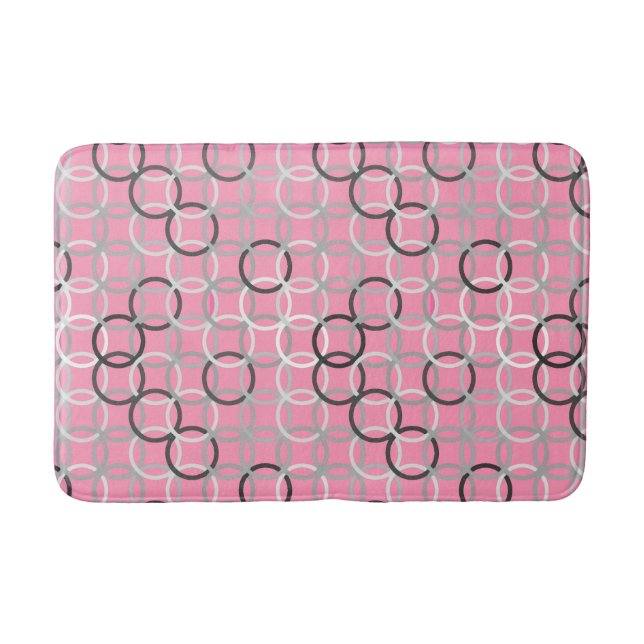 Tapis De Bain Cercles modernes de la moitié du siècle, rose de (Devant)