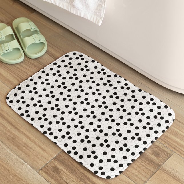 Tapis De Bain Cercles noirs et blancs (Créateur téléchargé)