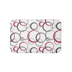 Tapis De Bain Cercles rouges gris blanc