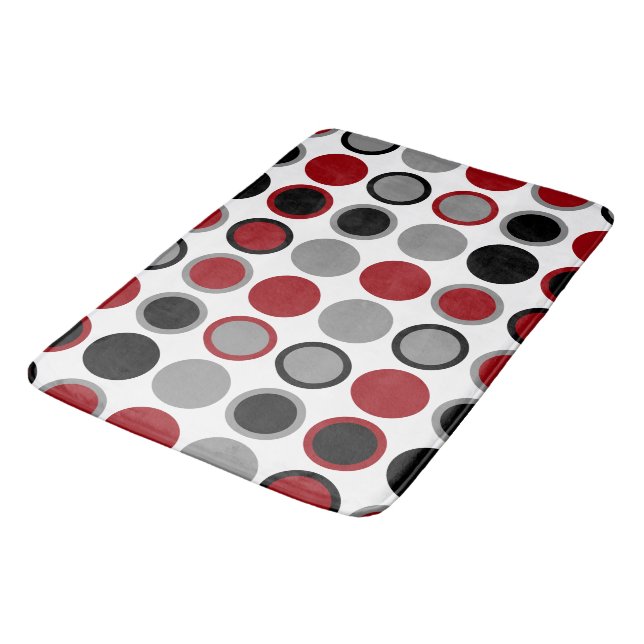 Tapis De Bain Cercles rouges, noirs et gris (Angle)