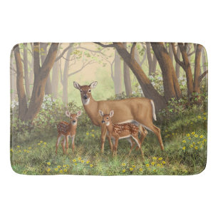 Tapis De Bain Cerf blanc et mignonnes crevettes jumelles au prin