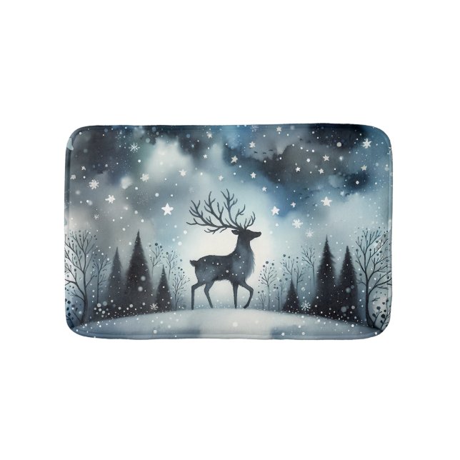 Tapis De Bain Cerf de Nuit d'Hiver Étoilé (Devant)