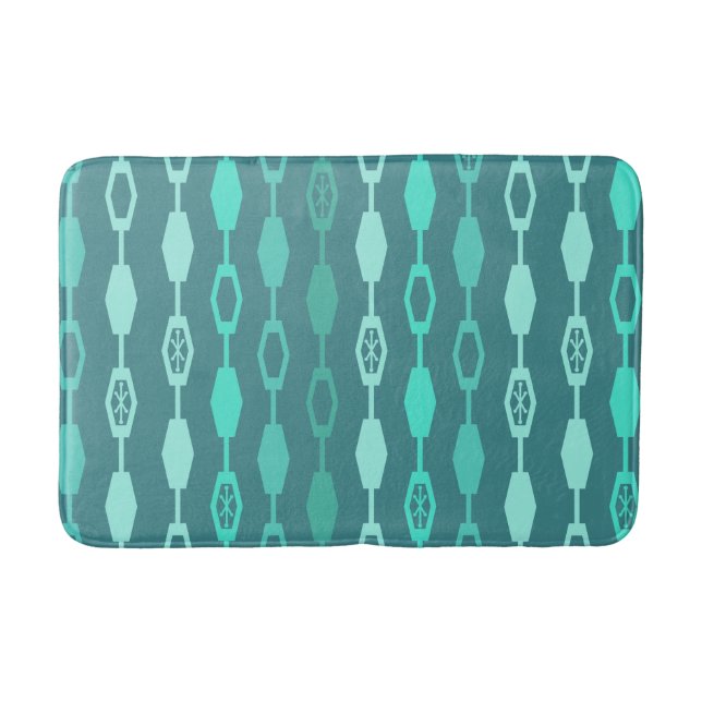 Tapis De Bain Chaînes modernes du milieu du siècle Turquoise (Devant)