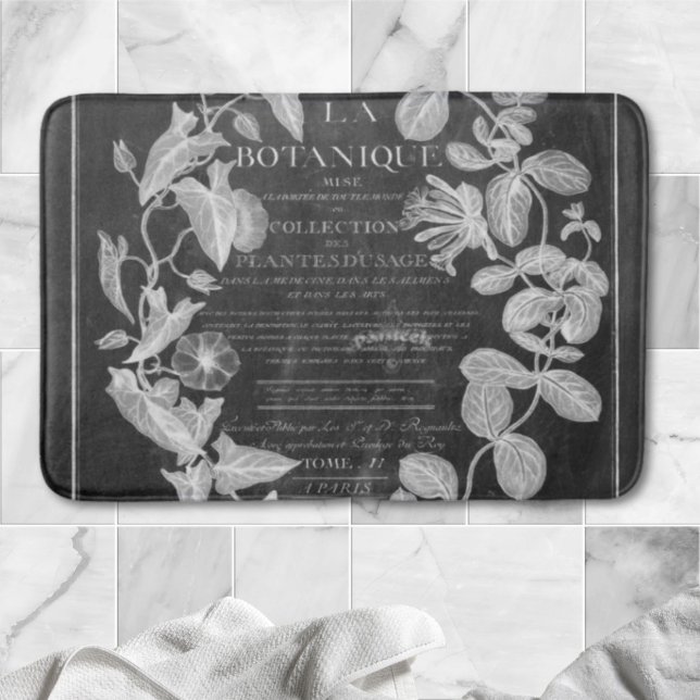 Tapis De Bain chalkboard scripts d'art botanique français lierre (chalkboard scripts french botanical art ivy leaves bath mat)