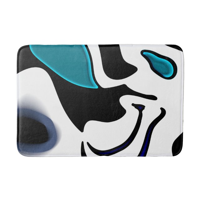 Tapis De Bain Charge de profondeur : noir, blanc et bleu Abstrai (Devant)