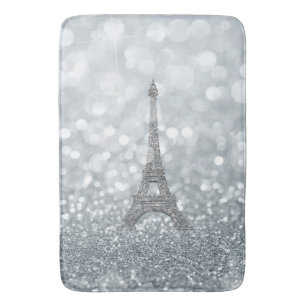 Tapis De Bain Charme argenté de Tour Eiffel de Paris d'étincelle