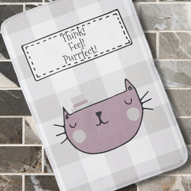Tapis De Bain Charming Amoureux des chats Purrfect Buffalo plaid (Créateur téléchargé)