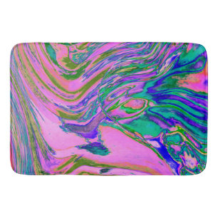 Tapis De Bain Chartreuse Abstraite cool et Hot Pink Super Retro