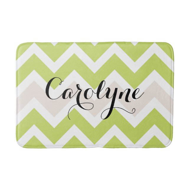 Tapis De Bain Chartreuse Chevron Motif personnalisé (Devant)