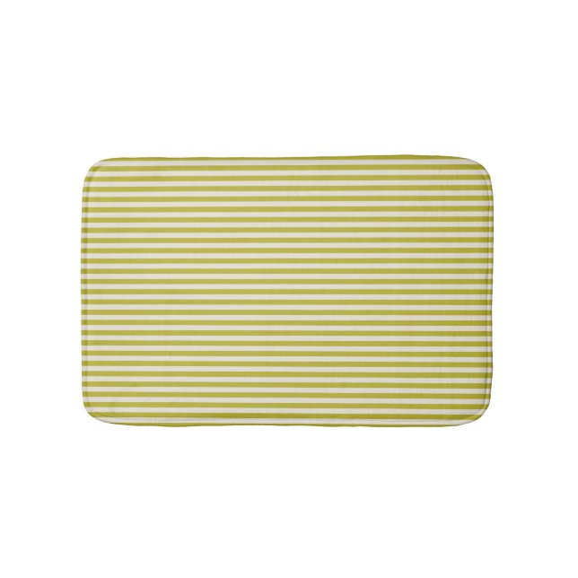 Tapis De Bain Chartreuse et crème Motif simple à rayures (Devant)