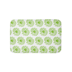 Tapis De Bain Chartreuse Green Daisy Print, Hippie Flower Print