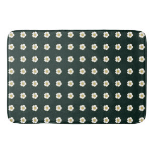 Tapis De Bain chasseur vert jaune et blanc Fleurs de tasse à beu