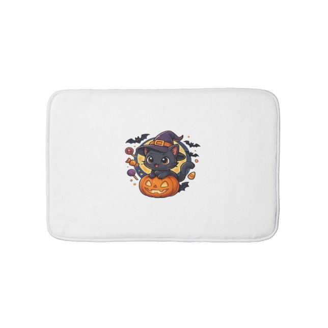 Tapis De Bain Chat à sorcière sur Citrouille - Halloween Art Ove (Devant)