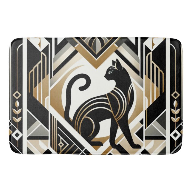 Tapis De Bain Chat Abstrait moderne de bain de chaume (Devant)