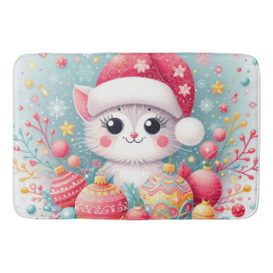 Tapis De Bain Chat de Noël mignon et coloré