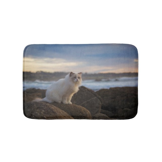 Tapis De Bain Chat de Ragdoll à la plage (Devant)