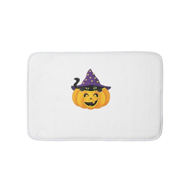 Tapis De Bain Chat d'Halloween en Citrouille - Baguette de chato (Devant)