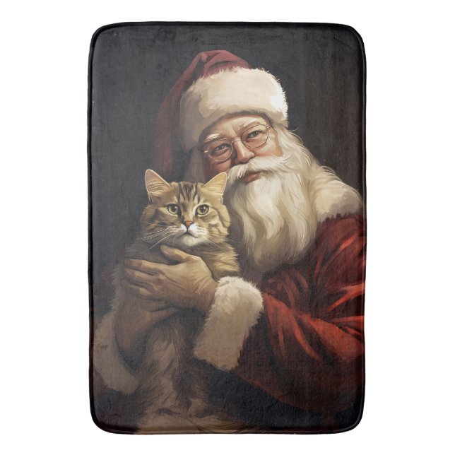 Tapis De Bain Chat du Bengale avec Noël du Père Noël (devant Vertical)