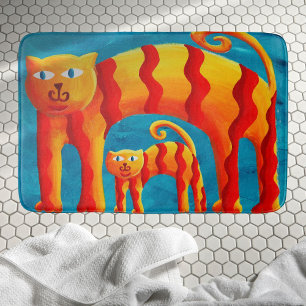 Tapis De Bain Chat et chaton fantaisie tendance Whimsical Curved