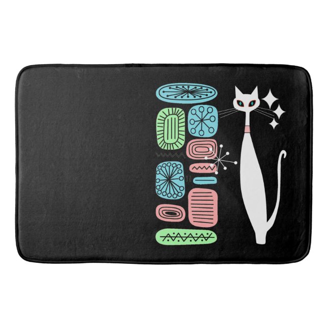 Tapis De Bain Chat frais moderne de la rétro moitié du siècle (Devant)