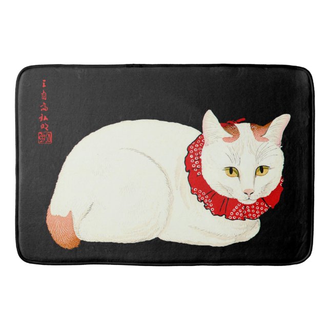 Tapis De Bain Chat japonais blanc et gingembre (Devant)