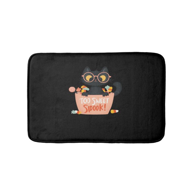 Tapis De Bain Chat Noir Cute Halloween Bonbon Trop Doux Porte -  (Devant)