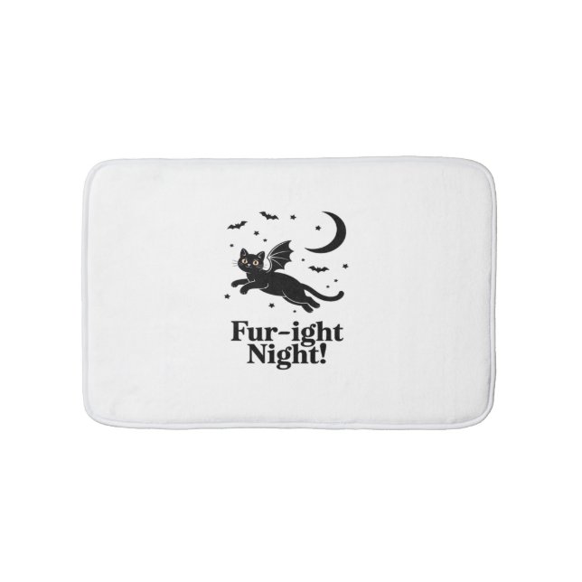 Tapis De Bain Chat noir d'Halloween avec ailes de chauve-souris  (Devant)